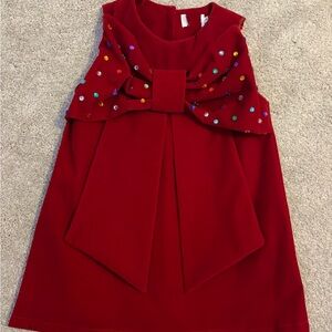 Lola + The Boys Red Dress with Gem Bow